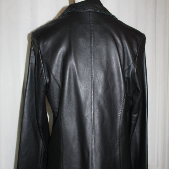Black Genuine Leather Jacket - Picture 3 of 8